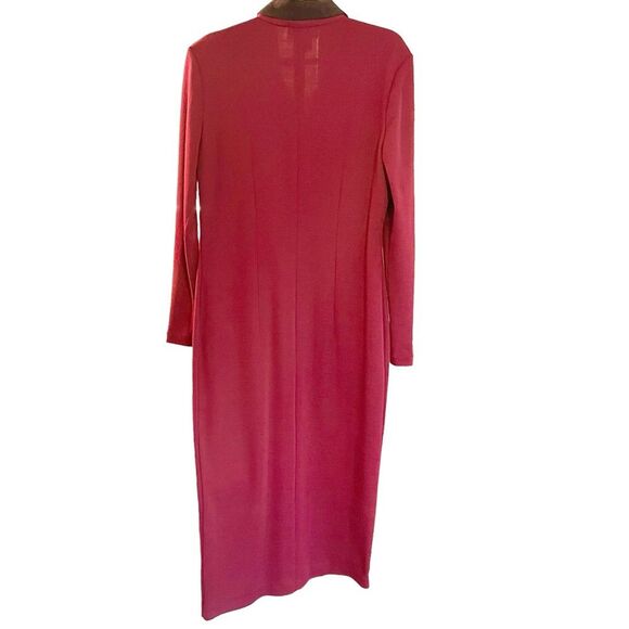 Vtg Talbots Wool Blend Maxi Sweater Dress Button Down Suede Collar Women Size S - Picture 2 of 8